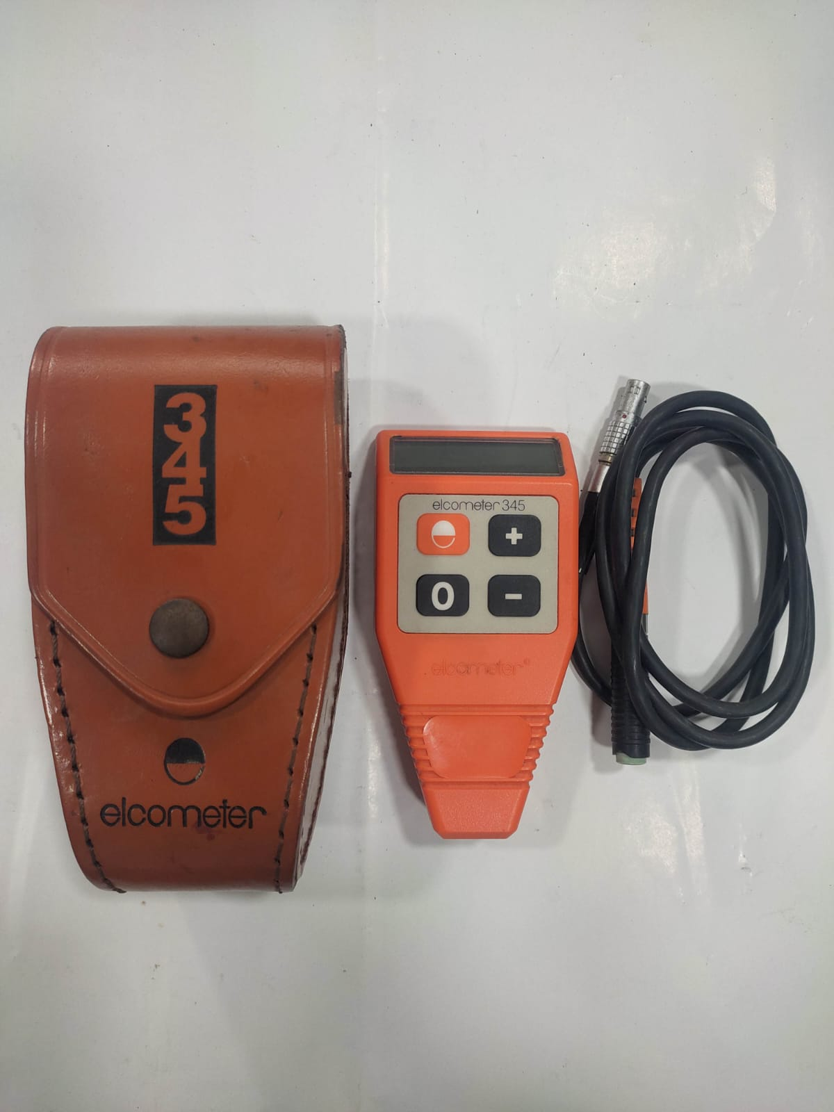 Elcometer 345 coating thickness gauge with probe and leather pouch